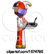 Poster, Art Print Of Purple Jester Joker Man Holding Noodles Offering To Viewer