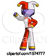 Poster, Art Print Of Purple Jester Joker Man Waving Right Arm With Hand On Hip
