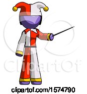 Poster, Art Print Of Purple Jester Joker Man Teacher Or Conductor With Stick Or Baton Directing