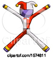 Poster, Art Print Of Purple Jester Joker Man With Arms And Legs Stretched Out