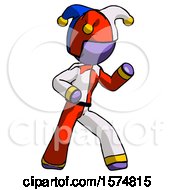 Purple Jester Joker Man Martial Arts Defense Pose Right