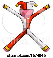 Poster, Art Print Of Pink Jester Joker Man With Arms And Legs Stretched Out