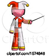 Poster, Art Print Of Pink Jester Joker Man Teacher Or Conductor With Stick Or Baton Directing
