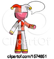 Pink Jester Joker Man With Word Bubble Talking Chat Icon
