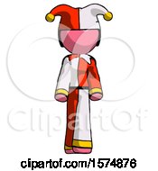 Poster, Art Print Of Pink Jester Joker Man Walking Front View