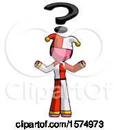 Poster, Art Print Of Pink Jester Joker Man With Question Mark Above Head Confused