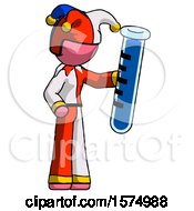 Poster, Art Print Of Pink Jester Joker Man Holding Large Test Tube