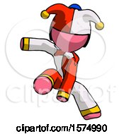 Pink Jester Joker Man Action Hero Jump Pose