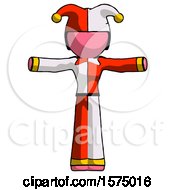 Poster, Art Print Of Pink Jester Joker Man T-Pose Arms Up Standing