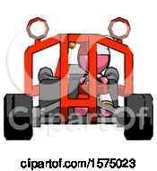 Poster, Art Print Of Pink Jester Joker Man Riding Sports Buggy Front View