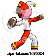 Pink Jester Joker Man Throwing Football