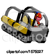 Poster, Art Print Of Pink Jester Joker Man Driving Amphibious Tracked Vehicle Top Angle View