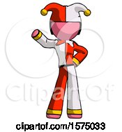 Poster, Art Print Of Pink Jester Joker Man Waving Right Arm With Hand On Hip