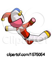 Poster, Art Print Of Pink Jester Joker Man Skydiving Or Falling To Death