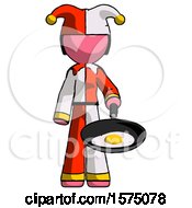 Poster, Art Print Of Pink Jester Joker Man Frying Egg In Pan Or Wok
