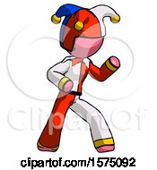 Pink Jester Joker Man Martial Arts Defense Pose Right