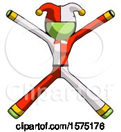 Poster, Art Print Of Green Jester Joker Man With Arms And Legs Stretched Out