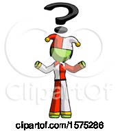 Poster, Art Print Of Green Jester Joker Man With Question Mark Above Head Confused