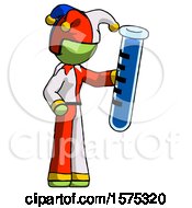Green Jester Joker Man Holding Large Test Tube