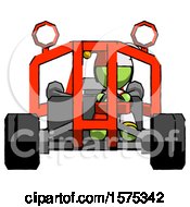 Poster, Art Print Of Green Jester Joker Man Riding Sports Buggy Front View