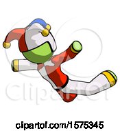 Poster, Art Print Of Green Jester Joker Man Skydiving Or Falling To Death