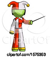 Poster, Art Print Of Green Jester Joker Man Teacher Or Conductor With Stick Or Baton Directing