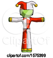 Green Jester Joker Man T Pose Arms Up Standing