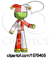 Green Jester Joker Man With Word Bubble Talking Chat Icon