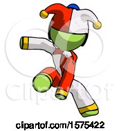 Green Jester Joker Man Action Hero Jump Pose