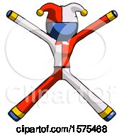 Poster, Art Print Of Blue Jester Joker Man With Arms And Legs Stretched Out