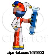 Poster, Art Print Of Blue Jester Joker Man Holding Large Test Tube