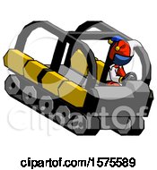 Poster, Art Print Of Blue Jester Joker Man Driving Amphibious Tracked Vehicle Top Angle View