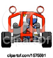 Poster, Art Print Of Blue Jester Joker Man Riding Sports Buggy Front View