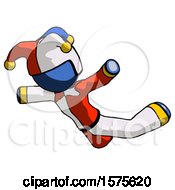 Poster, Art Print Of Blue Jester Joker Man Skydiving Or Falling To Death
