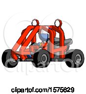 Blue Jester Joker Man Riding Sports Buggy Side Angle View