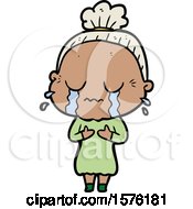 Cartoon Crying Old Lady