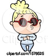 Cartoon Woman Wearing Sunglasses