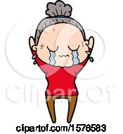 Cartoon Old Woman Crying