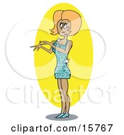 Clipart Illustration Of An Attractive Strawberry Blond Female Game Show Assistant by Andy Nortnik