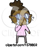 Poster, Art Print Of Cartoon Crying Woman Wearing Spectacles