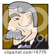 Gray Haired Man With A Mustache In Profile Clipart Illustration