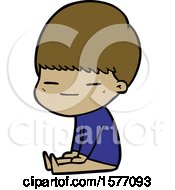 Cartoon Smug Boy Sitting