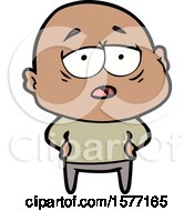 Cartoon Tired Bald Man
