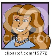 Beautiful Wavy Haired Latin American Woman Smiling Clipart Illustration