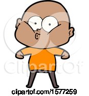 Cartoon Bald Man Staring