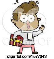 Cartoon Excited Man With Present