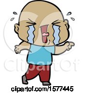 Cartoon Crying Bald Man