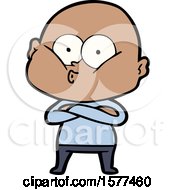 Cartoon Bald Man Staring
