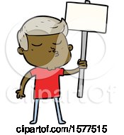 Poster, Art Print Of Cartoon Model Guy Pouting With Sign