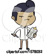 Poster, Art Print Of Cartoon Cool Guy With Fashion Hair Cut And Clip Board